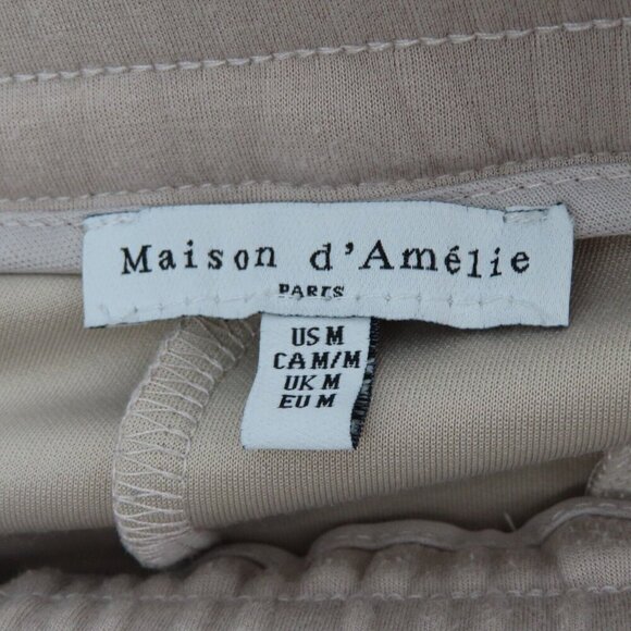Mason DAmelie Womens Medium Pull On Stretch Waistband Beige Pants Pleated Front - Picture 7 of 10